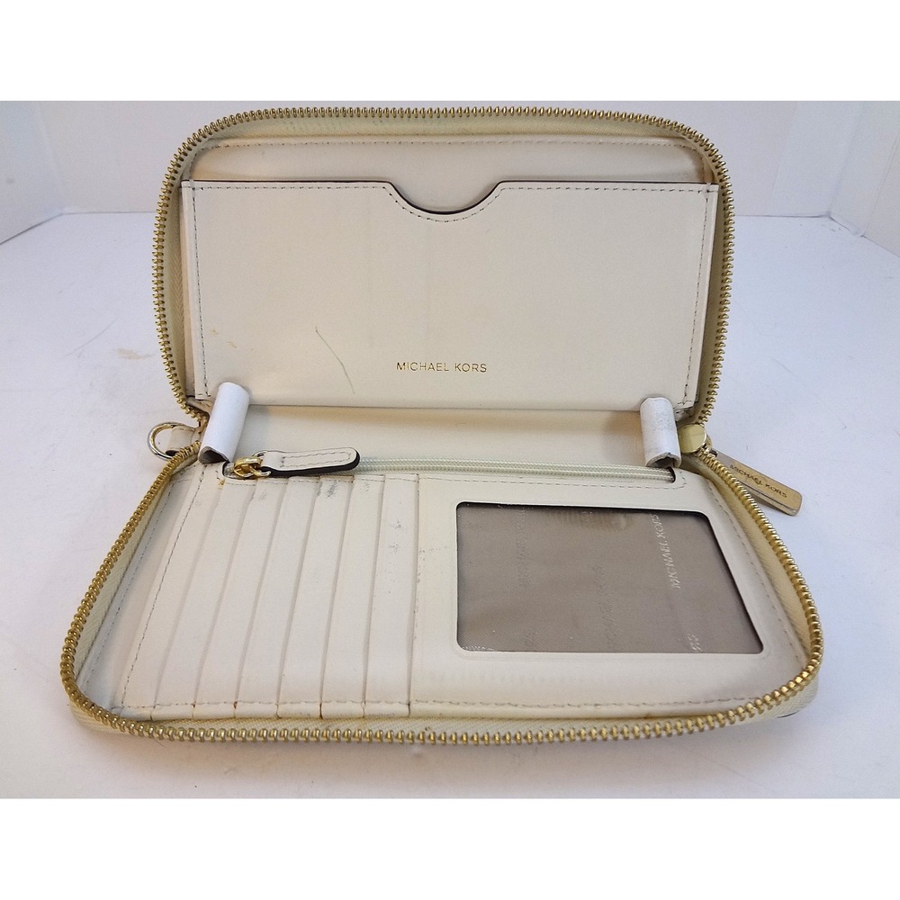 Michael Kors Jet Set‎ Continental Wallet Pink/Beige Striped Zip Around Wallet - Picture 7 of 7